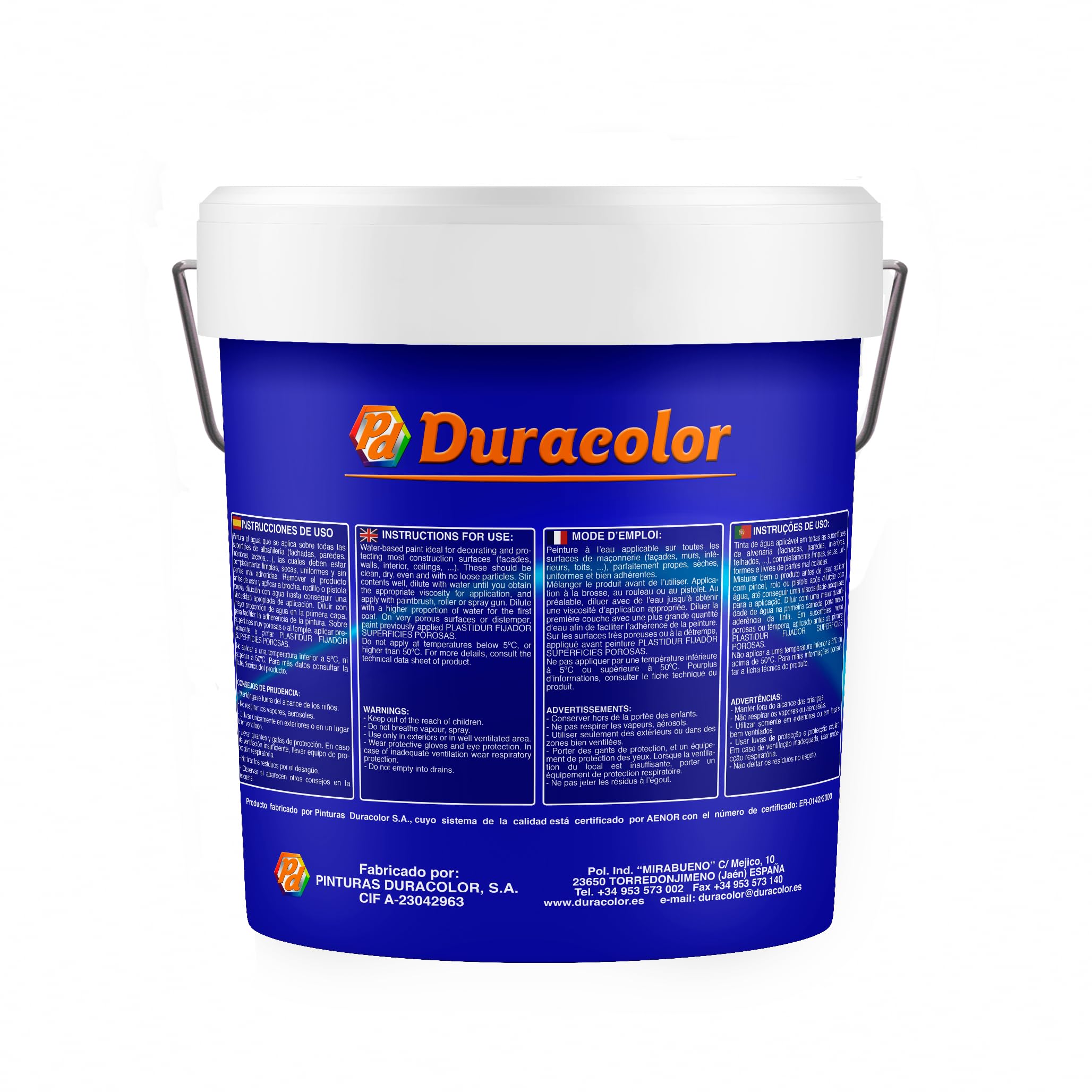 Pintura Kalma Liso Fachadas - Color Blanco - 15 Litros - Resistente a los Álcalis - Especial para Fachadas y Superficies Exteriores - Efecto Mate Liso - Acción Impermeable - Duracolor