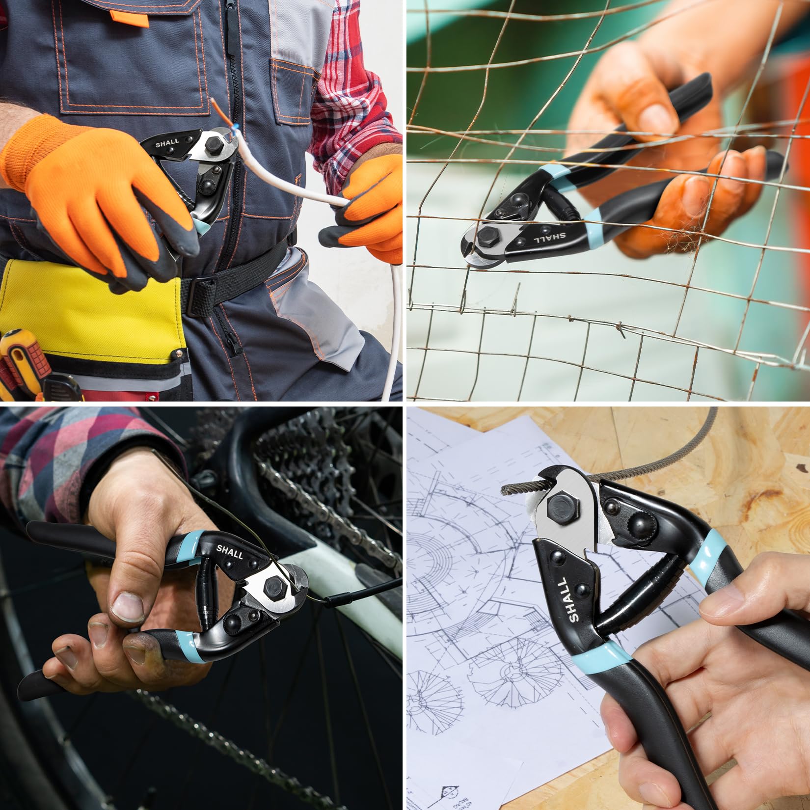 SHALL Przecinak do Lin Stalowych i Kabli, Szczypce do Linek Bowdena ze Stali CrV, Cięcie do 4.8 mm, do Napraw Rowerów, Elektryki i Domowych