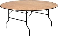 Vista 1 de Flash Furniture Furman Mesa redonda de madera plegable para banquetes de 6 pies con tapa con acabado transparente