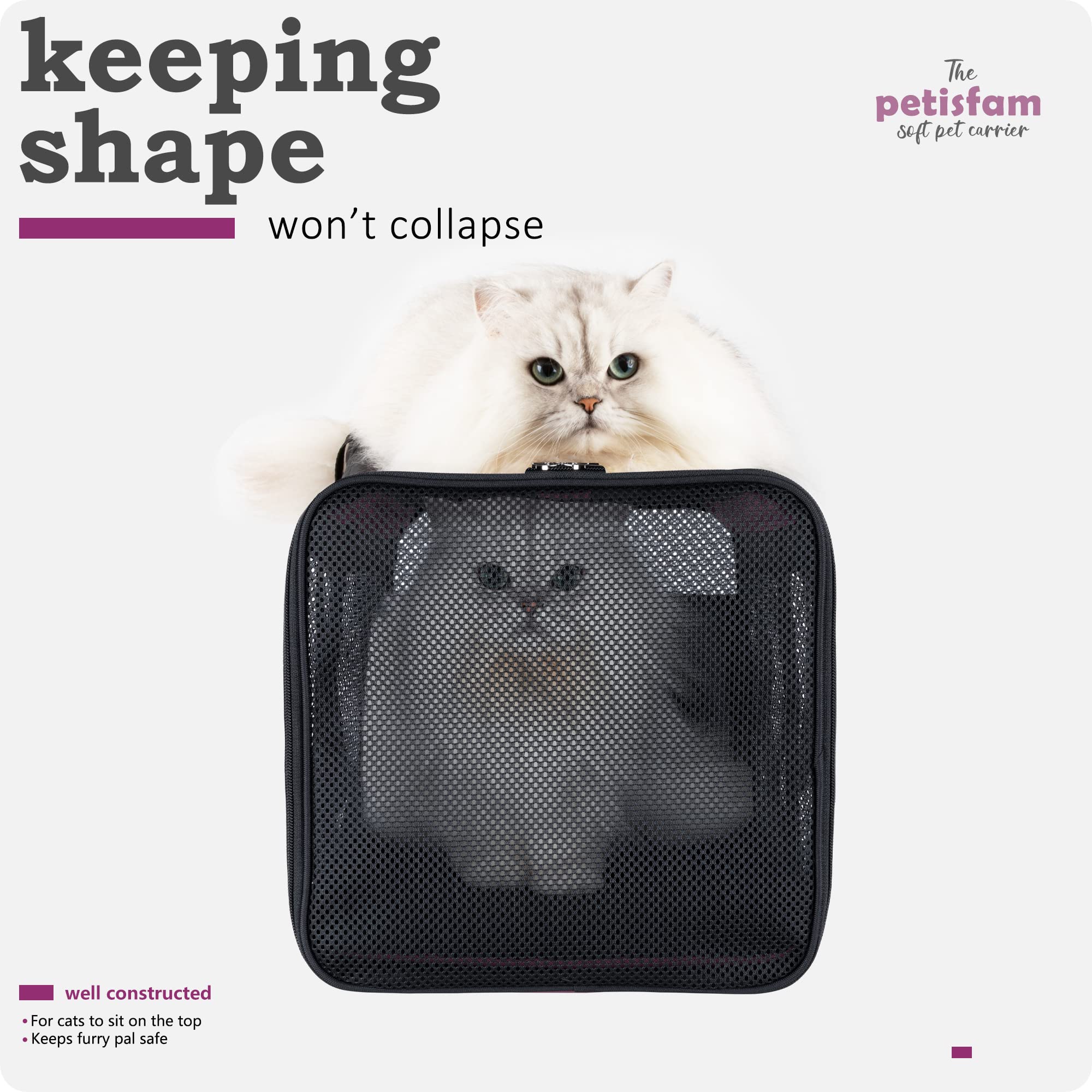 Weiche Haustier-Tragetasche für große und mittelgroße Katzen, 2 Kätzchen, kleine Hunde, leicht zu bekommen, ideal für Katzen, die keine Tragetaschen mögen (Viva Magenta)