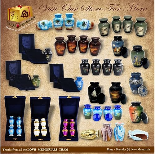 Miniatura 6 de Urna de recuerdo hermoso recuerdo de mariposa marrón para cenizas humanas con caja de terciopelo y bolsa de terciopelo mini urna de recuerdo urna de