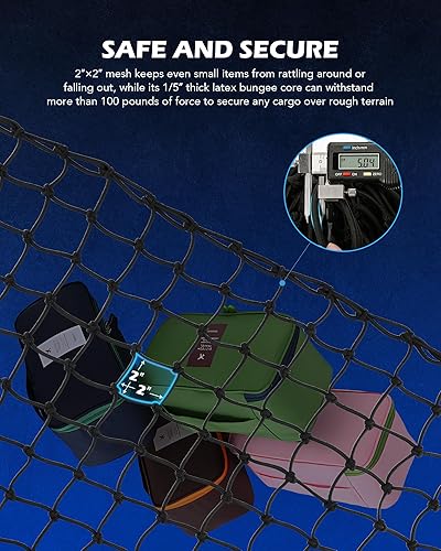 Miniatura 3 de ORION MOTOR TECH Red de carga para camas de camioneta, red de carga de camión de 4 x 6 pulgadas y rejilla de carga para portaequipajes compatible