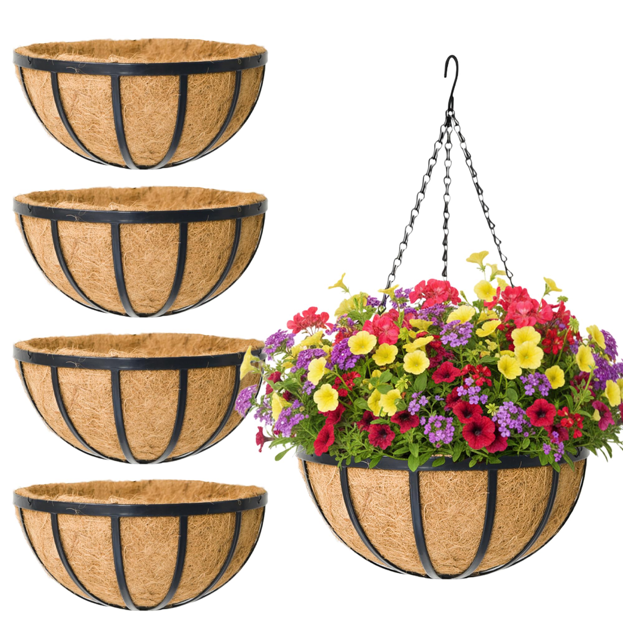 KIDYBELL 14 Inch Hanging Baskets 4 Pack