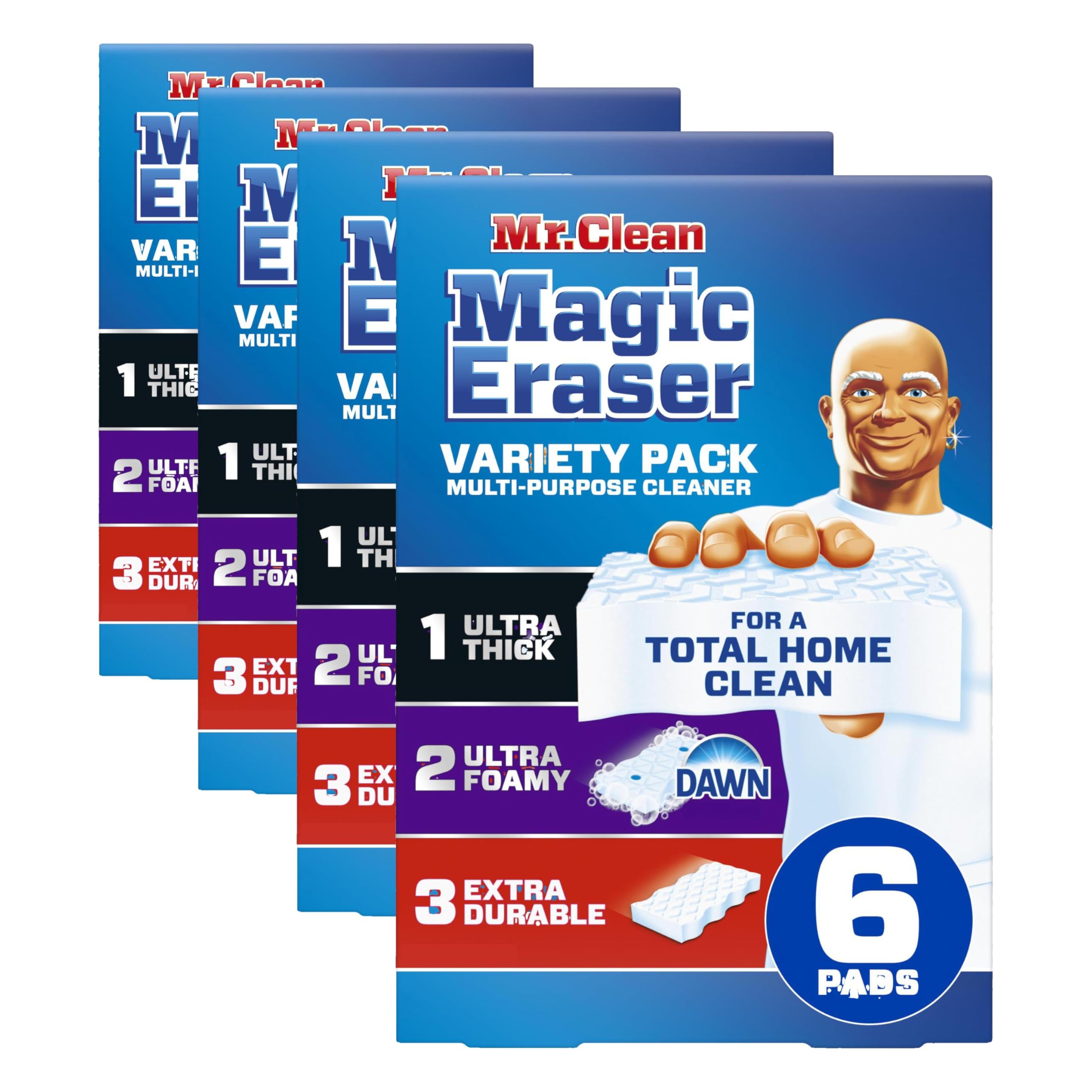 Borrador Mágico Mr. Clean | Limpiador Multiusos | Paquete Surtido | 6 unidades, Paquete de 4
