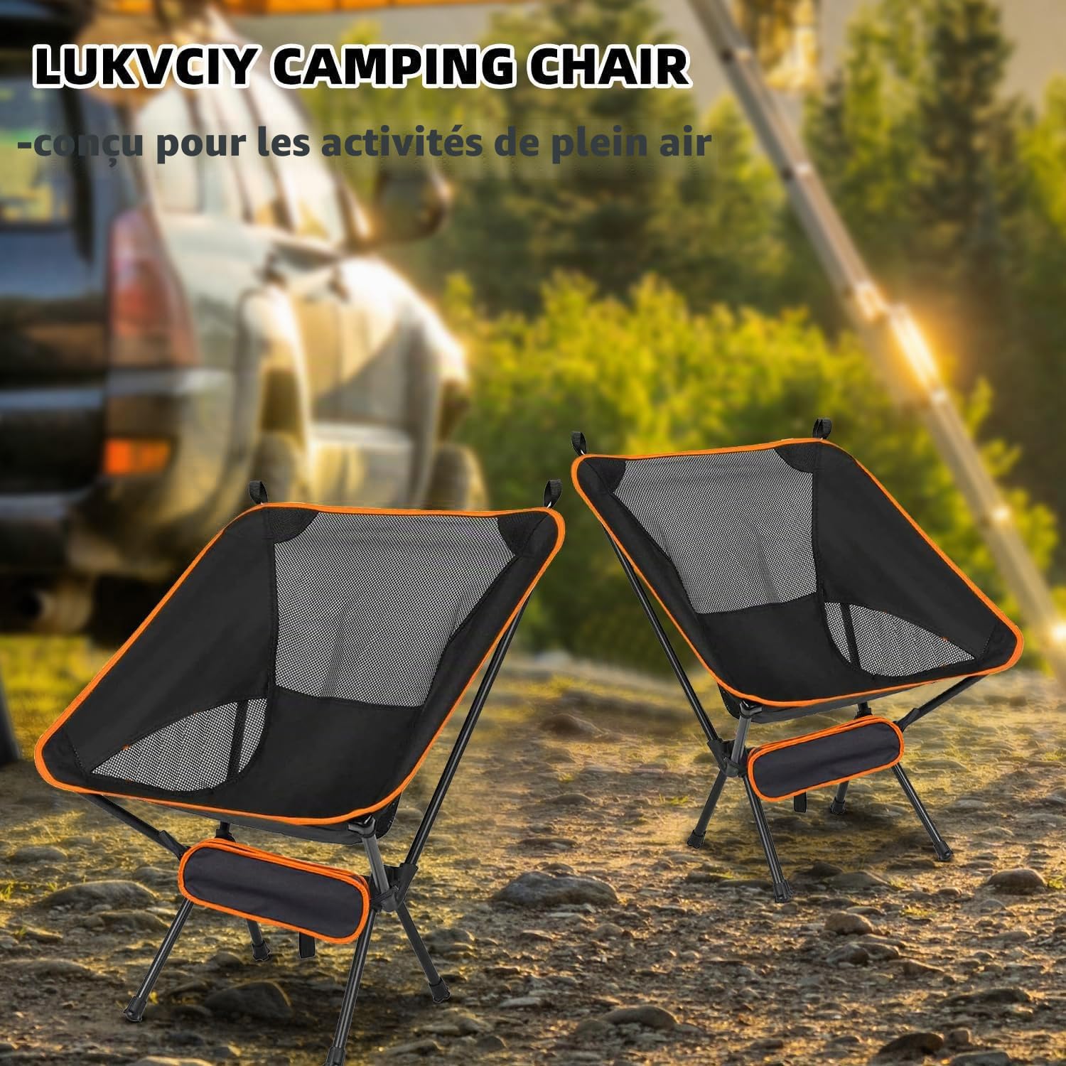 Chaise De Camping Pliable Ultra-Légère – Tissu Oxford 600D – Capacité 150 Kg – Montage Rapide – Assise Respirante – Sac De Transport Inclus (Gris)