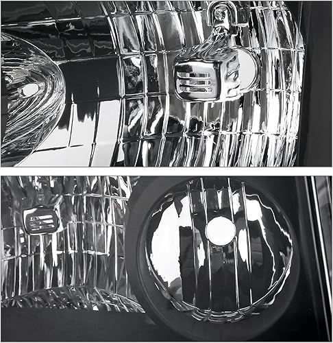 Miniatura 4 de M-AUTO Conjunto de faros delanteros negros estilo fábrica con 4 bombillas LED premontadas de 6000 K de repuesto para Nissan Titan 04-15  2004 2005