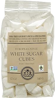 India Tree Rough Cut Mauritius White Sugar Cubes, 12-Ounce Bag, Unrefined Sugar Cube, Kosher, Non GMO