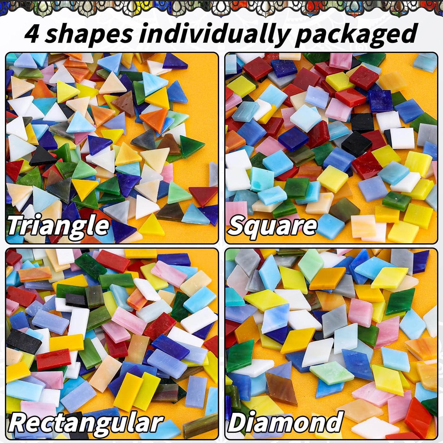 2400 Pcs Mosaic Tiles, Glass Mosaic Tiles for Crafts Bulk, Assorted Color Stained Mosaic Glass Pieces, Mosaic Supplies for Home Decoration, Art Crafts, DIY Projects, Opaque