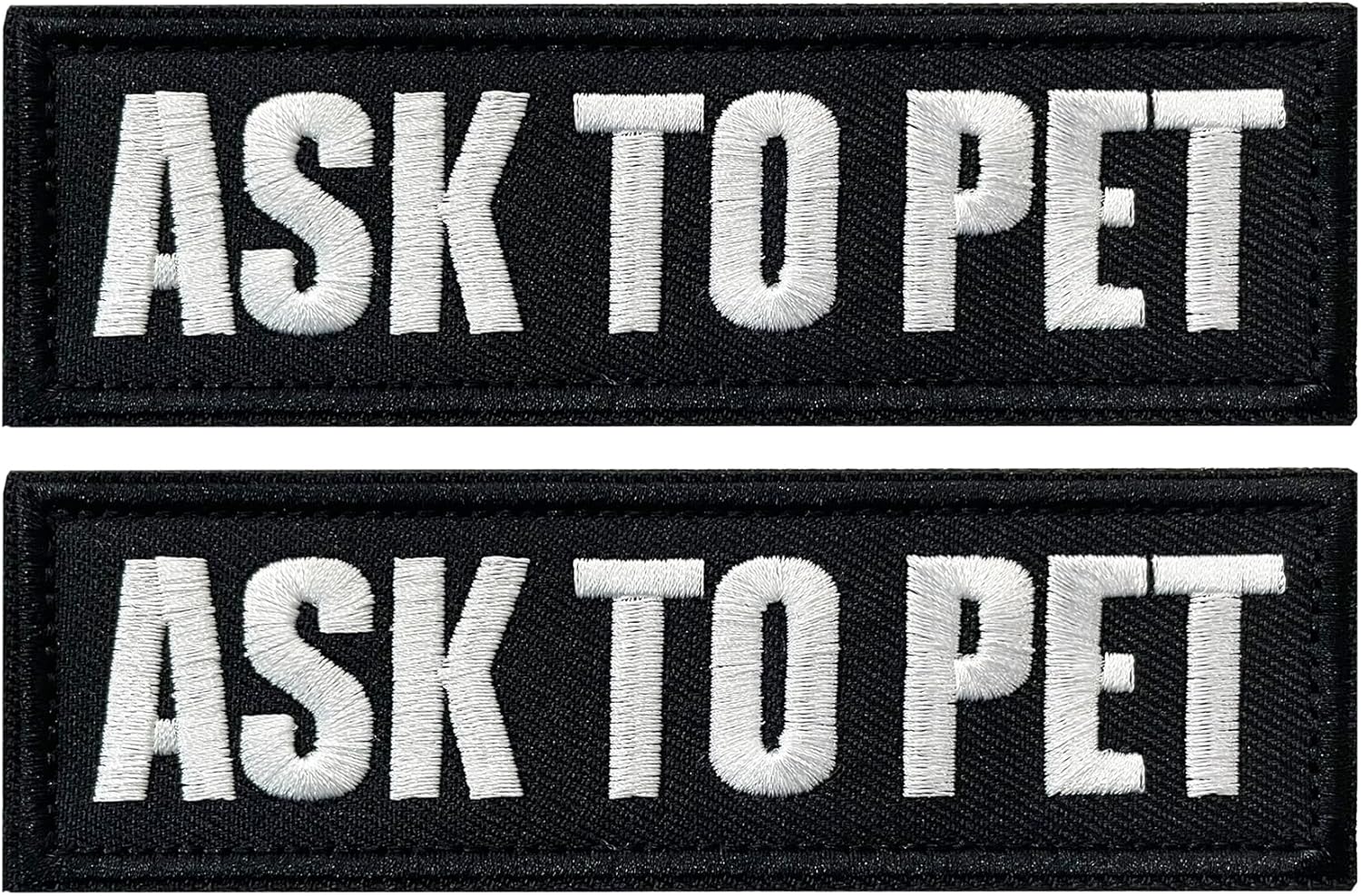2 Pieces Ask to Pet Dog Patches with Hook Backing for Service Animal Vests, Harnesses