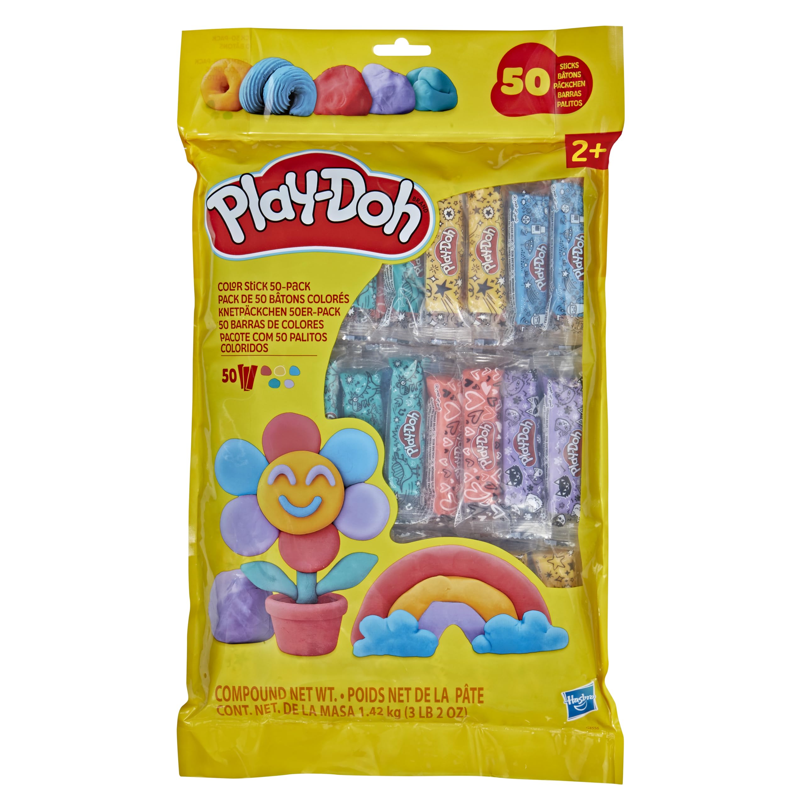 Play-Doh PD Color Stick 50 unidades de botes de plastilina multicolor para niños
