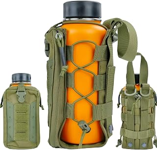 Molle Water Bottle Holder Pouch 16 24 32 40 64 oz - Multi-Purpose Tactical Fuel Bottle Bag, Adjustable Size for Outdoor Activities, Adapted to Backpack/Vest/Belt