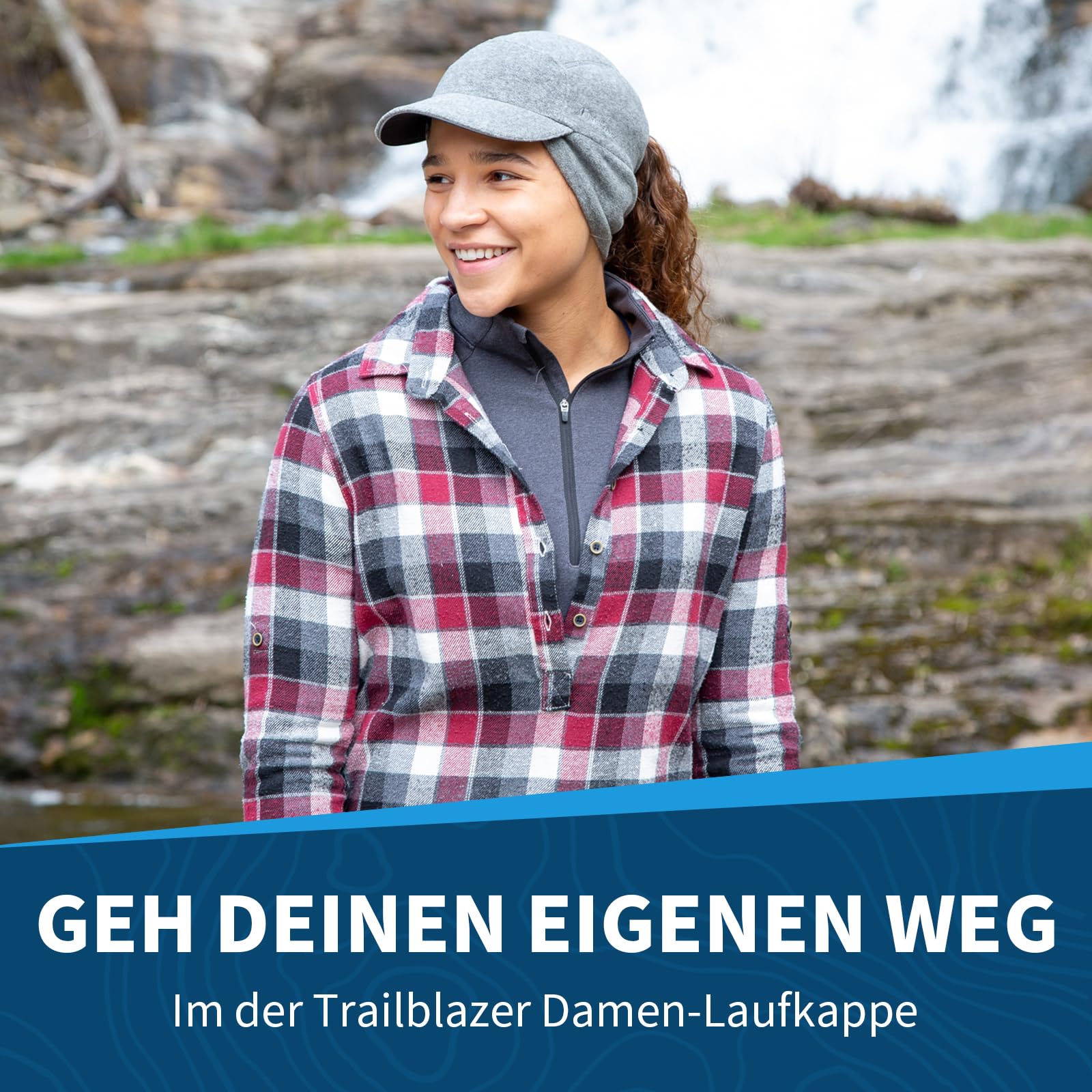TrailHeads Fleece Sport Mütze Damen - Pferdeschwanz-Wintermütze mit reflektierendem Rand