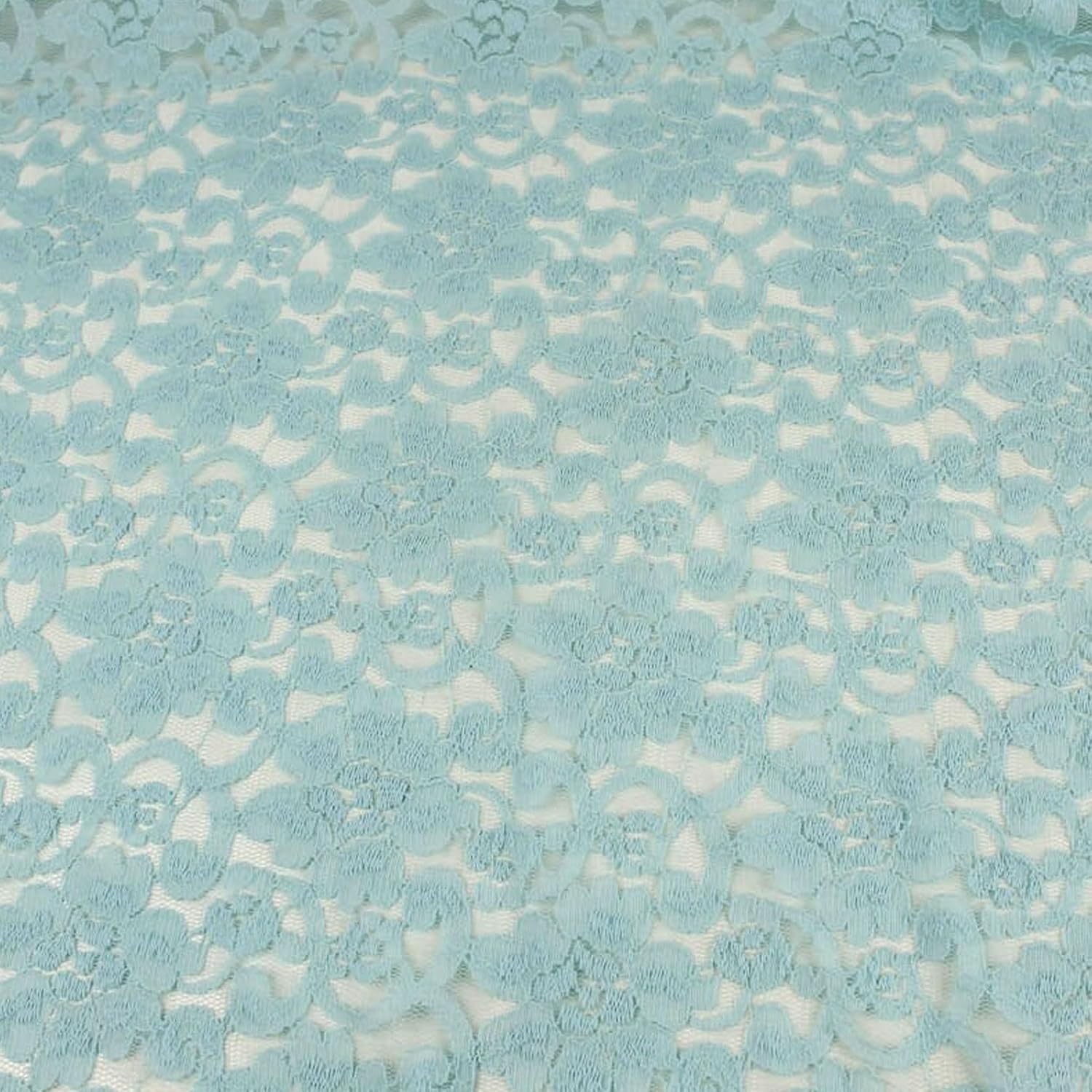 Stylish FABRIC Liliana Pattern-Cotton Nylon Spandex Lace Floral, Clothing Apparel,Bridal Gown, DIY Fabric, Aqua Light 2 Yards