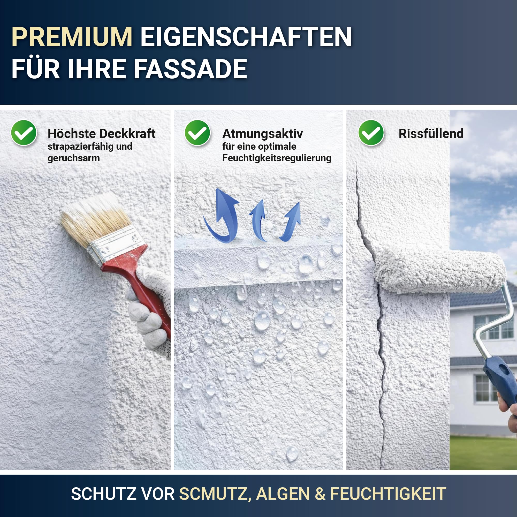 derendo Fassadenfarbe Gelb ULTRA Silikonharzfarbe Sandgelb aussen 10l | Für Putz Beton, Abperleffekt, wasserabweisend, UV-beständig, hohe Deckkraft, rissfüllend, diffusionsoffen, Made in Germany,