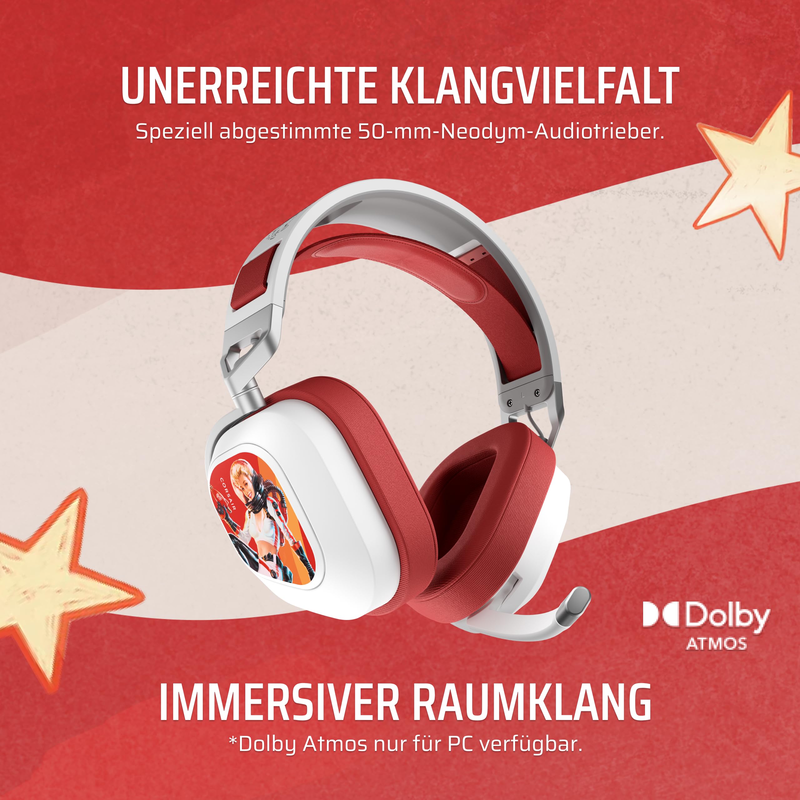 Corsair HS80 RGB Wireless Fallout Nuka-Cola Edition Gaming-Headset | Dolby Atmos, Leichtgewicht, Mikrofon in Broadcast-Qualität – PC, Mac, PS5, PS4