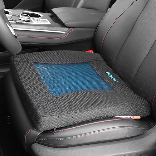 Sojoy Cojín de asiento de gel, cojín portátil de espuma viscoelástica para automóvil, oficina, silla de ruedas, espalda baja, ciática y alivio del