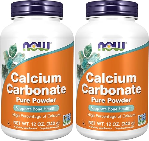 Miniatura 1 de NOW Suplementos, carbonato de calcio en polvo, alto porcentaje de calcio, apoya la salud ósea*, 12 onzas (paquete de 2)