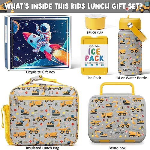 Miniatura 2 de Fimibuke Bento Lunch Box for Kids - Toddler Snack Bento Box Container with 3 Compartments, Stainless Steel Water Bottle, Insulated Lunch Bag, Ice
