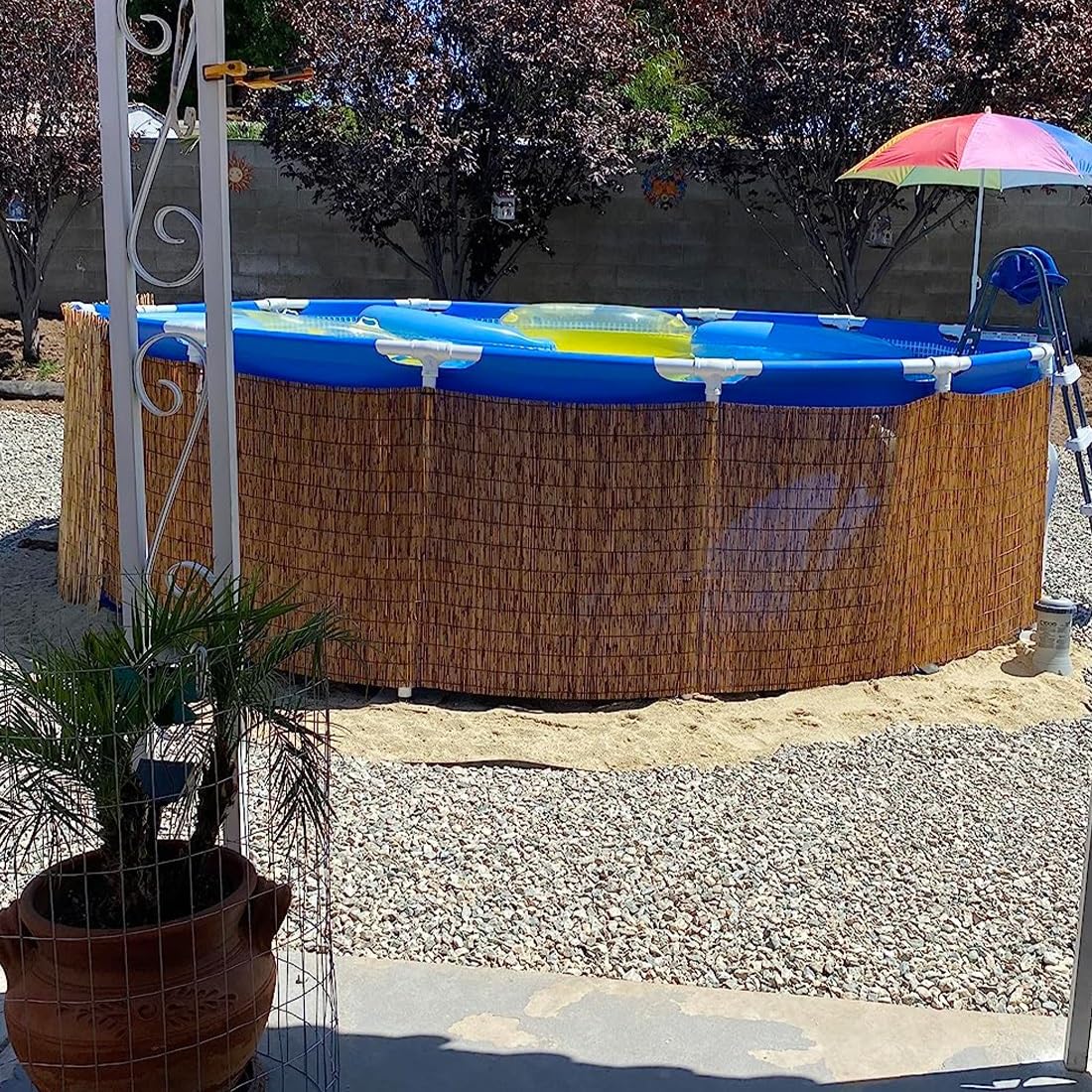 Arella Bamboo da Esterno, Giardino Recinzione in Canna, Naturale bambù Recinzioni, Arelle Canniccio Decorativo for Patio, Piscina, Balcone, Ombra & Privacy(Marrone,H100cmxL500cm)