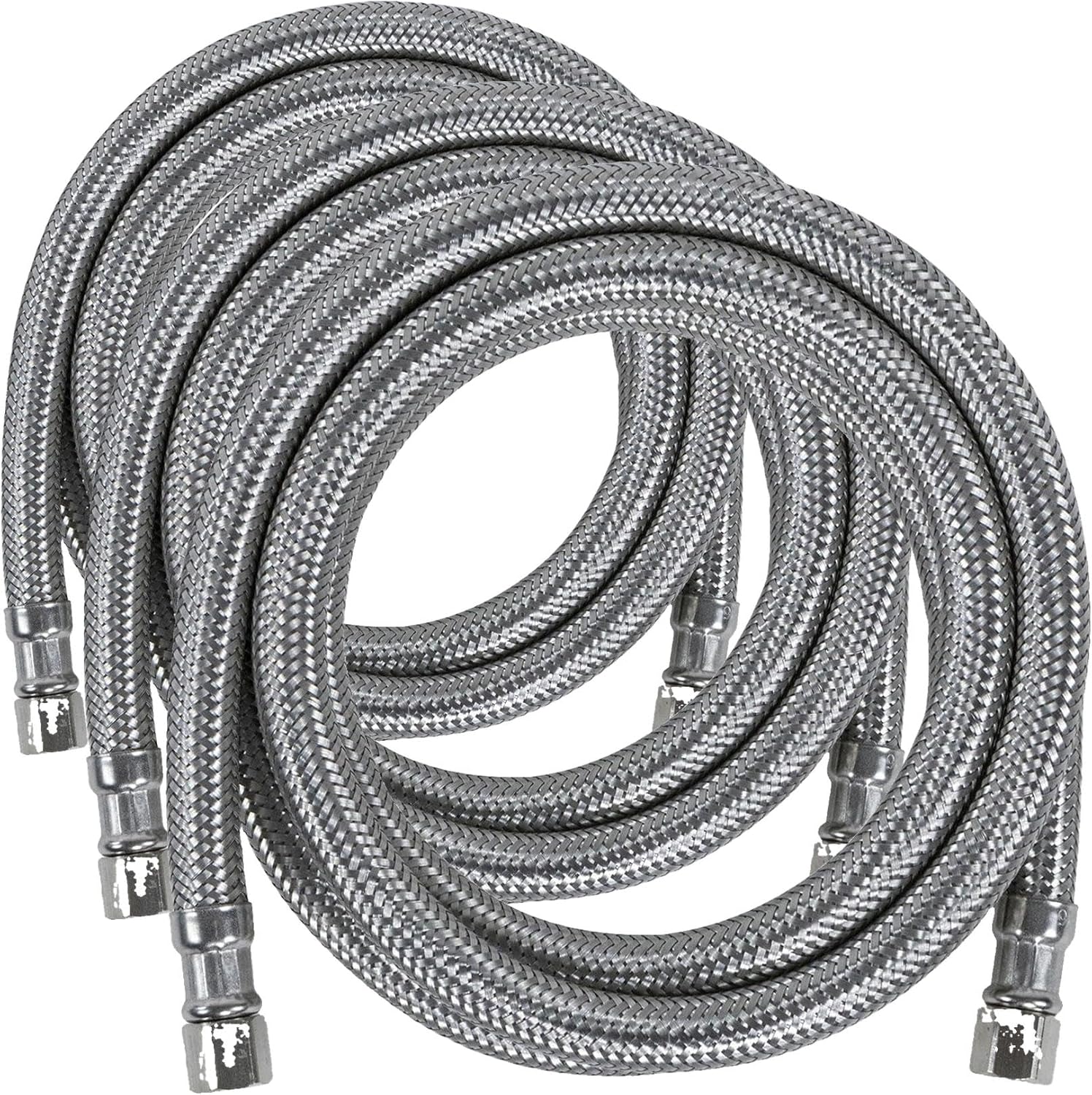 Certified Appliance Accessories Ice Maker Water Line, 6 Feet, PVC Core with Premium Braided Stainless Steel (Pack of 3)