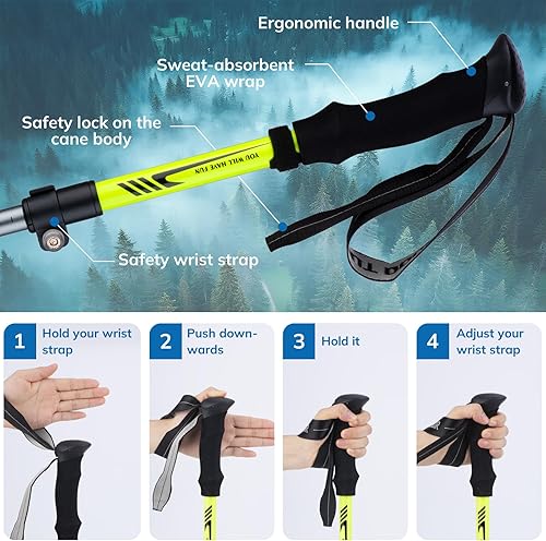 Miniatura 3 de Gifts for Men Christmas Collapsible Trekking Pole, Ultralight 7075 Aluminum Hiking Stick for Women, Men & Seniors, 3-Section Foldable Walking Pole