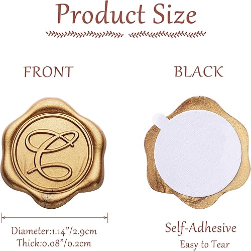 Miniatura 3 de Yoption Calcomanías adhesivas de cera del alfabeto C, paquete de 50 calcomanías para sellos de cera de letras, sellos de sobre, calcomanías