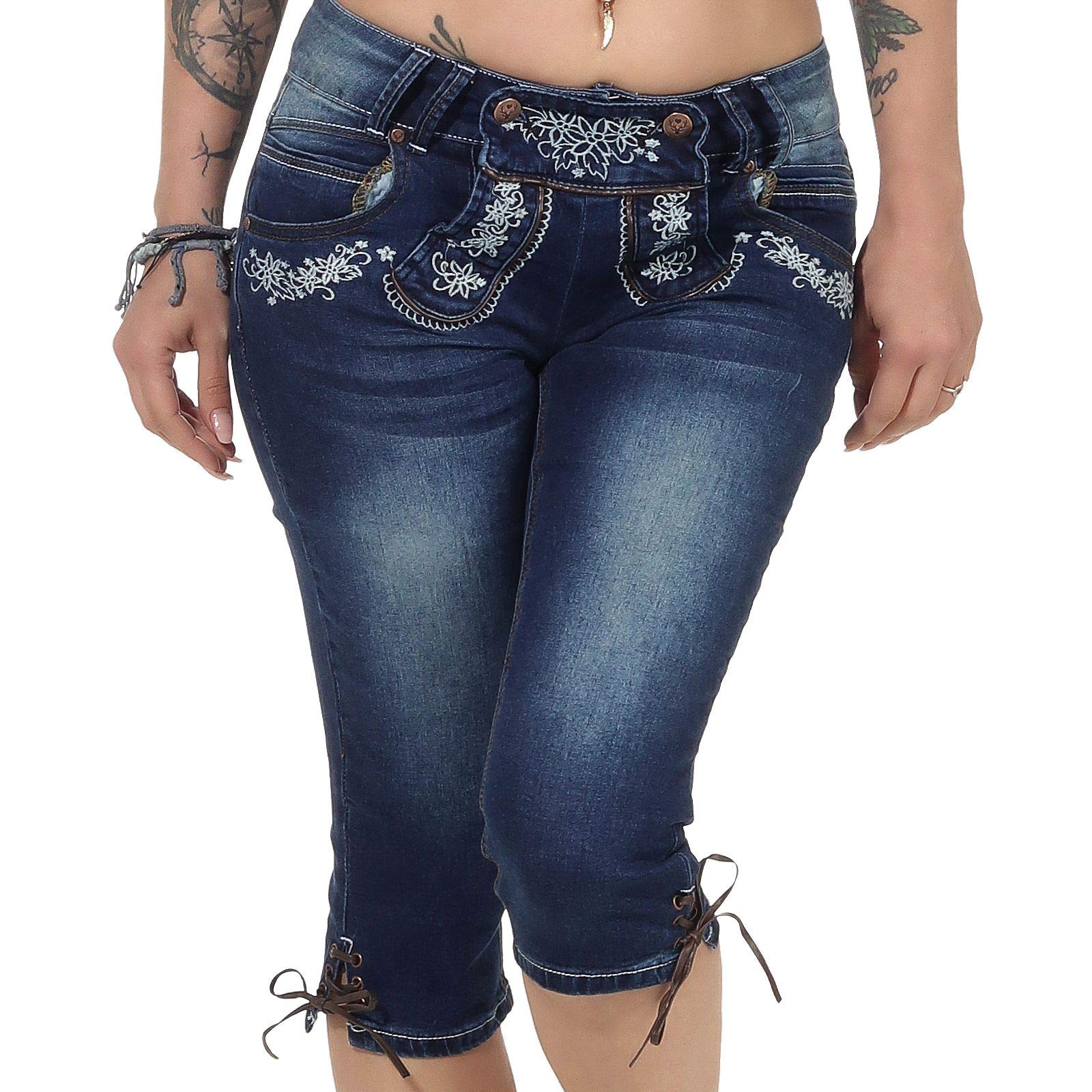 Hailys Damen Capri-Hose Trachten Jeans Stretch-Shorts Sussi GHT-0915319