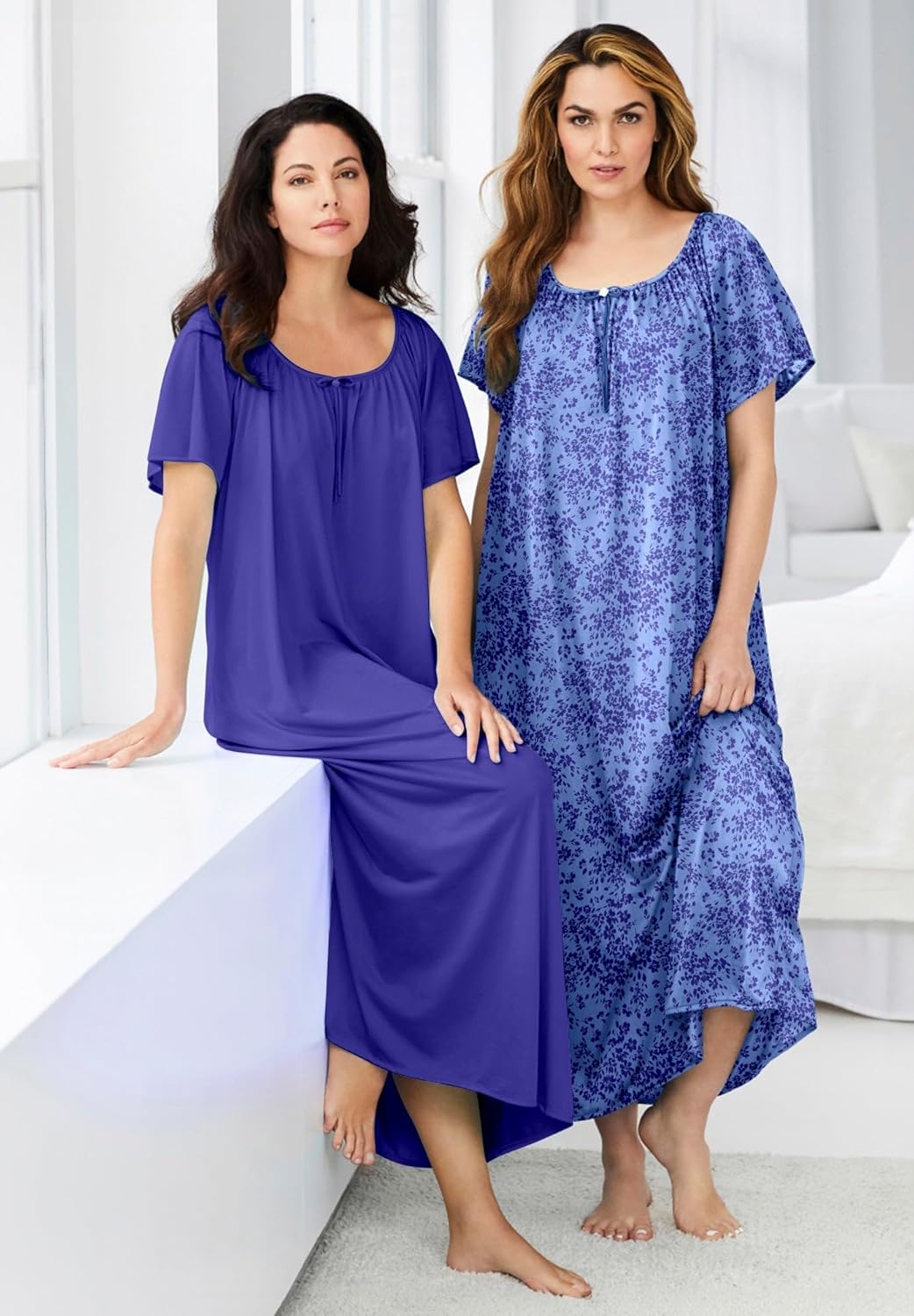 Only Necessities Plus Size 2-Pack Long Silky Gown