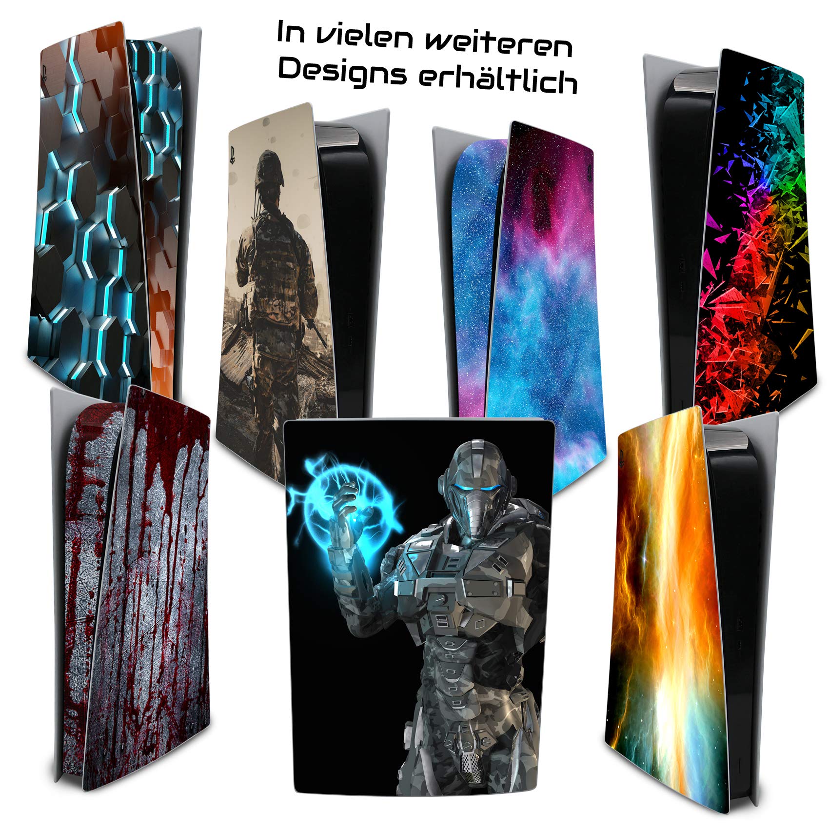 Finest Folia Pellicola protettiva compatibile con PS5 Sticker Custodia per Giochi Console Caso Adesivo Vinile Pellicola Protettiva Anti Graffio Design Cover RX040 (Disc Edition, N. 3 Poligono Nero)