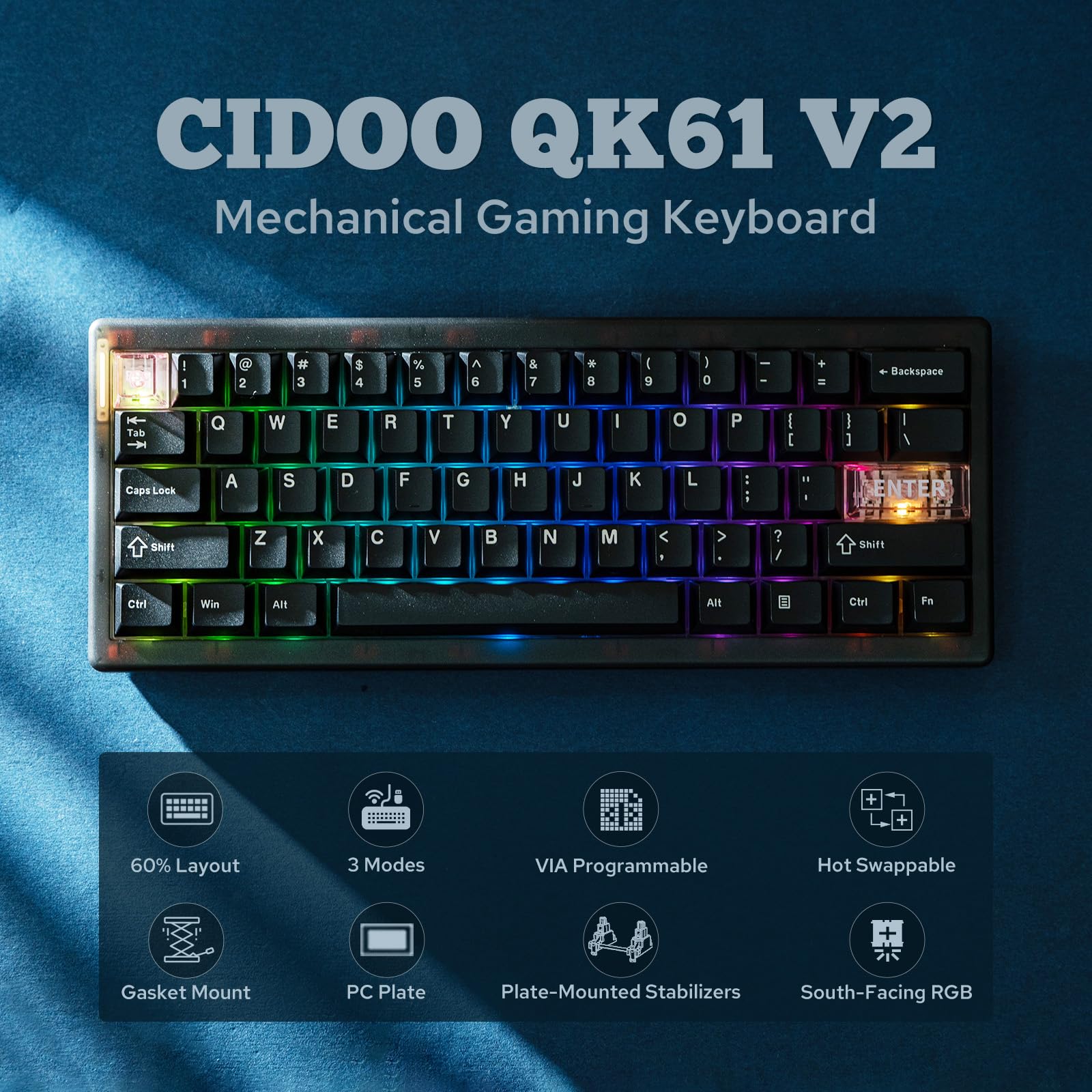 CIDOO QK61 V2 メカニカルキーボード Amazon.com: MechLands CIDOO QK61 V2 VIA Programmable 60% Compact