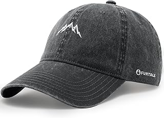 Mountain Embroidery Baseball Cap Washed Denim-Style Dad Hat Distressed Unisex Golf Hat