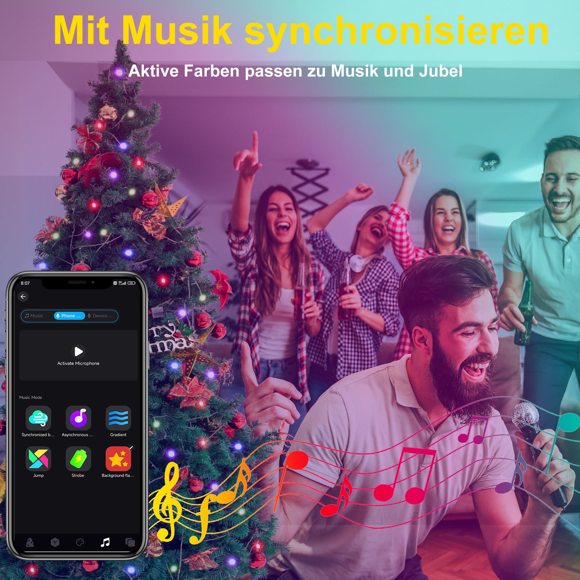 LED Lichterkette Intelligente 30M 300LEDs - RGB Farbwechsel per Fernbedienung & APP, Zeitschaltuhr, Musik Sync, DIY-Modus | Ideal für Weihnachten, Zimmer, Küche, Party & Festivals