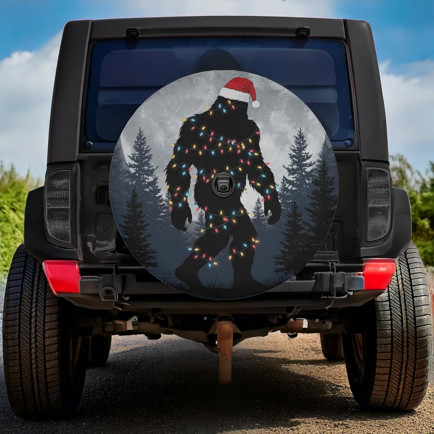 ThuhaTree Store Christmas Bigfoot Sasquatch Spare Tire Cover with/Without Backup Camera Hole – Christmas Theme Spare Tire Cover