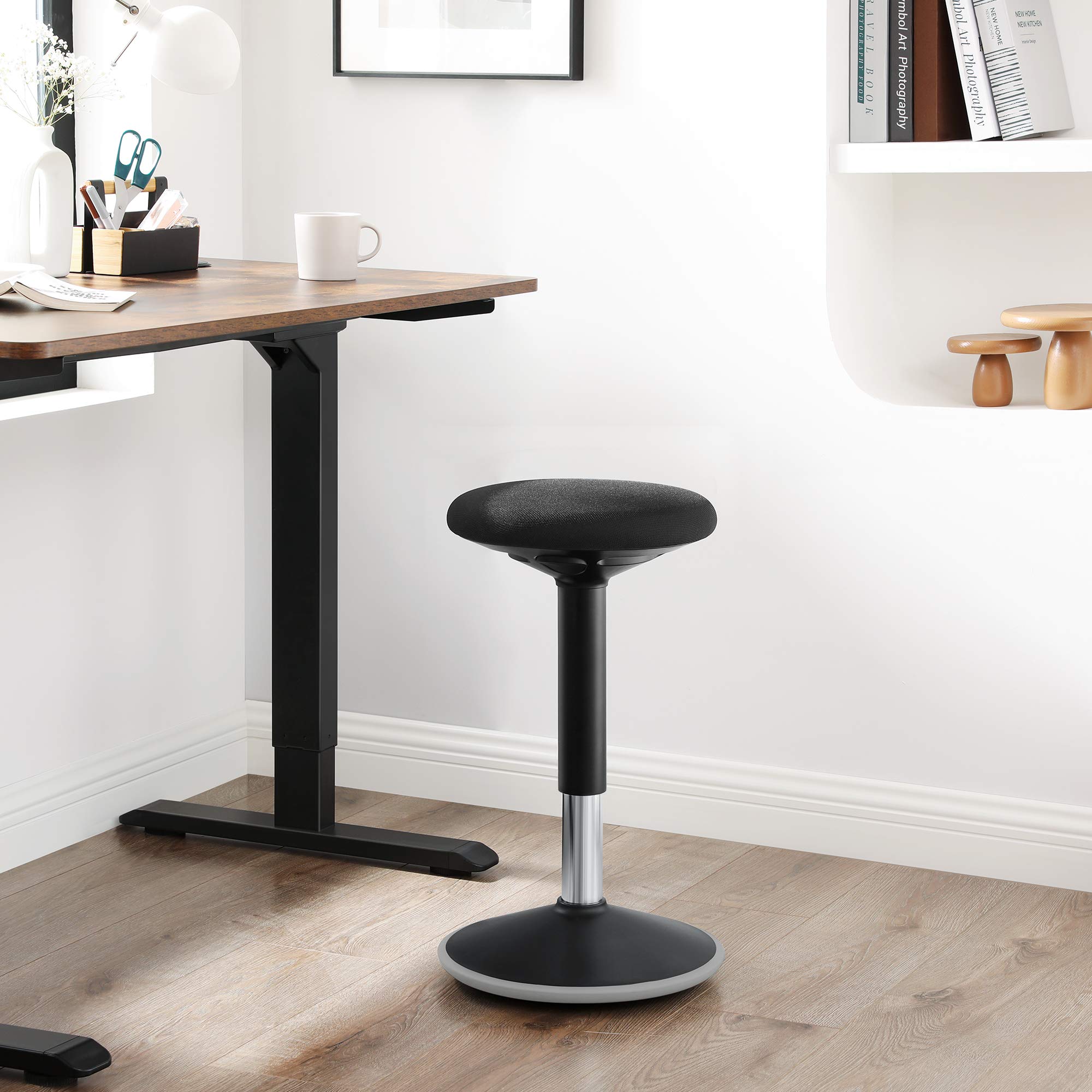 SONGMICS Tabouret Dynamique Assis Debout Rotatif 360° Hauteur Réglable 50-65 cm Ergonomique Noir OSC04BK