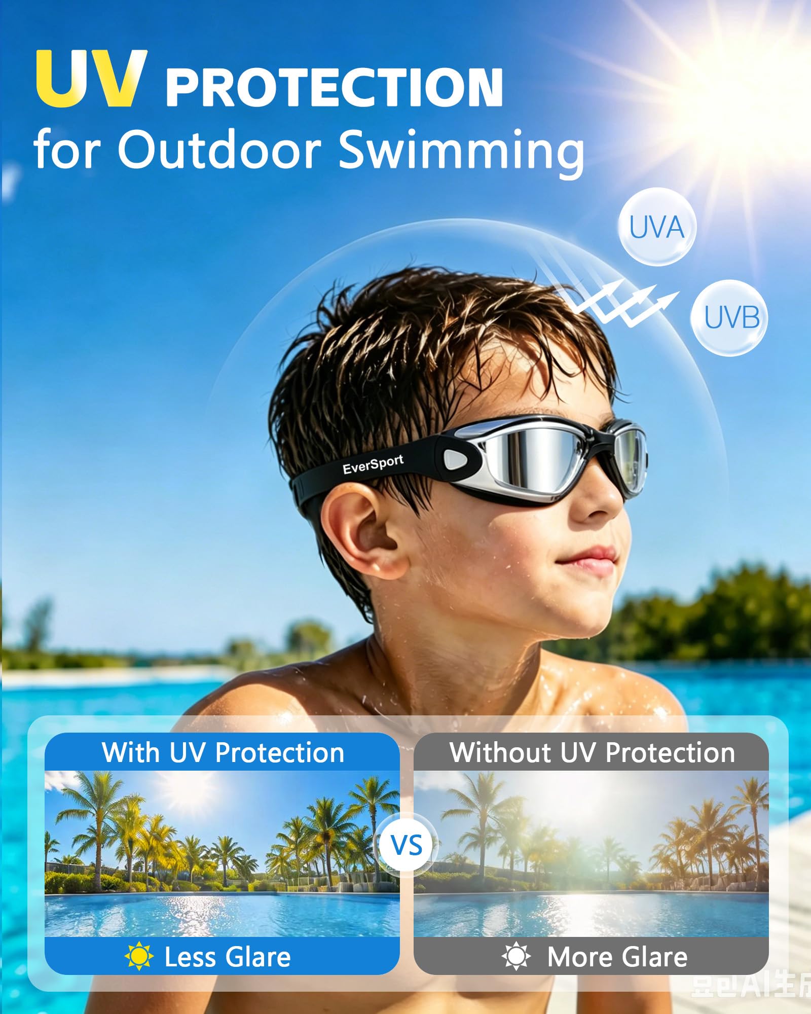 EverSport Okulary pływackie, 2 sztuki, US-EV16-03