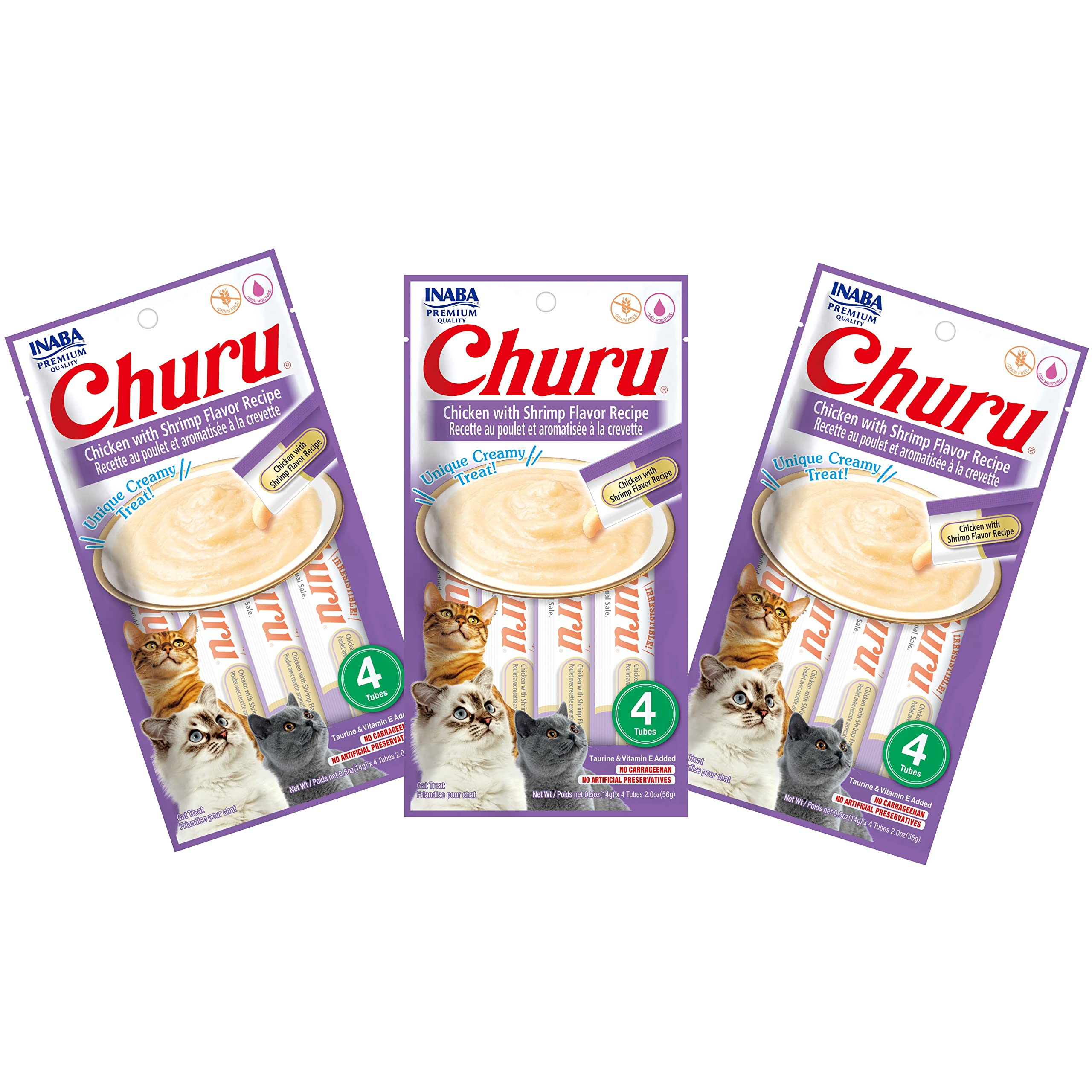 INABA Churu Chicken with Shrimp Flavor Recipe Lickable Purée Natural Cat Treats 12 Tubes