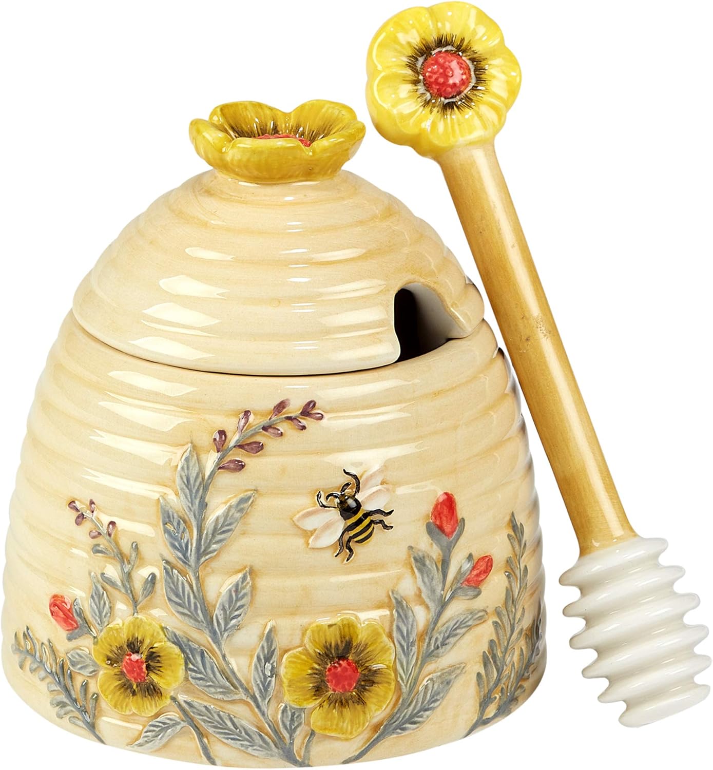 Certified International Bee Sweet 9 oz. 3-D Honey Pot with 4 Tea Bag Holders
