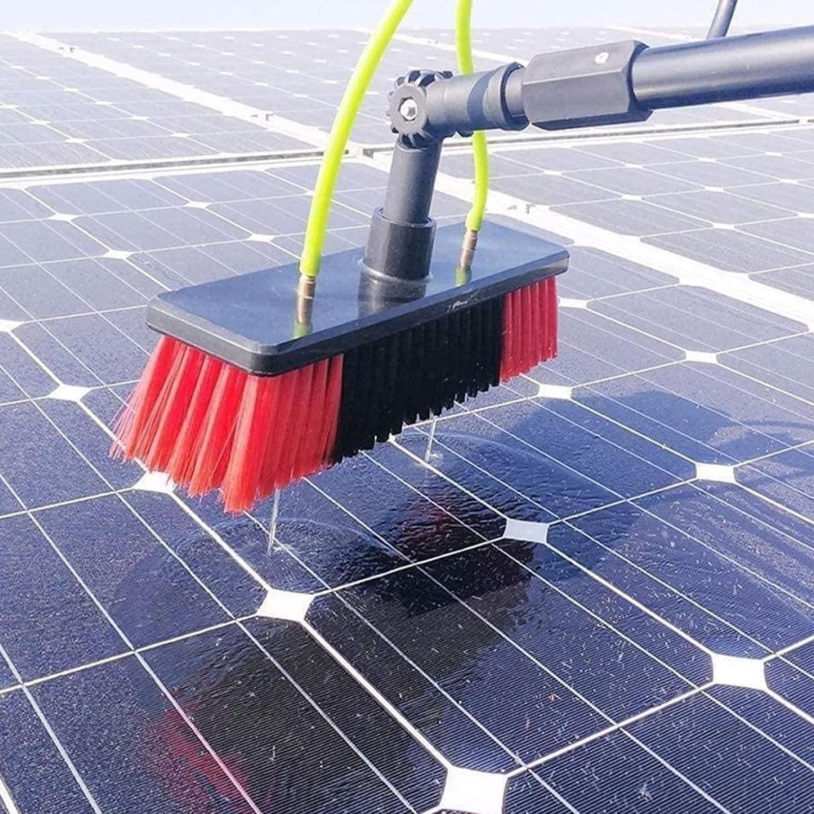 Spazzola telescopica per la Pulizia di Pannelli solari, Asta telescopica per la Pulizia di finestre Lunga 312 m con Testina da 30 cm e Sistema di Alimentazione ad Acqua p