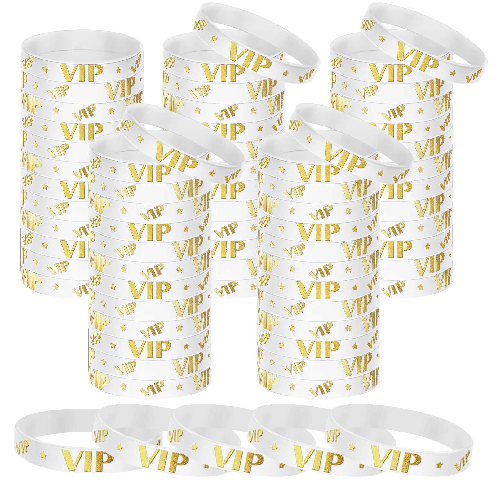 HONTIUS VIP silicone wristbands, 100/50/25PCS VIP Rubber Wristbands Blank Wrist Bands Universal Wristband Set for Women Men Adult Sport Party (White, 100pcs)