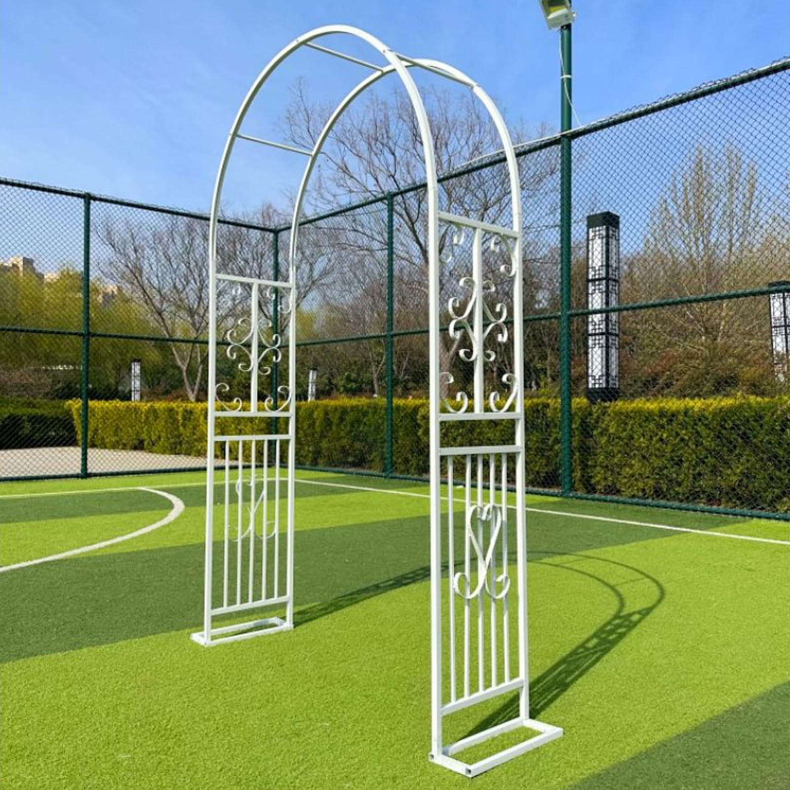 Wetsfgdg Rose Arch,Metal Arch,for Garden Entrance or Pergola Weatherproof Metal Garden Arch Easy to Assemble Flat Pack, No Tools Needed Sturdy Outdoor Archway for PlantsWhite-B(140x40x230cm)