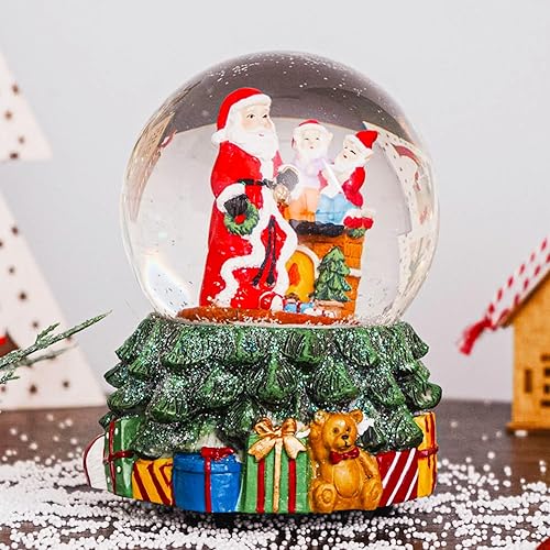Miniatura 4 de DUSVALLY Globo de nieve de Navidad con música, decoraciones navideñas para el hogar, globo de agua de vidrio giratorio con purpurina con Papá Noel,