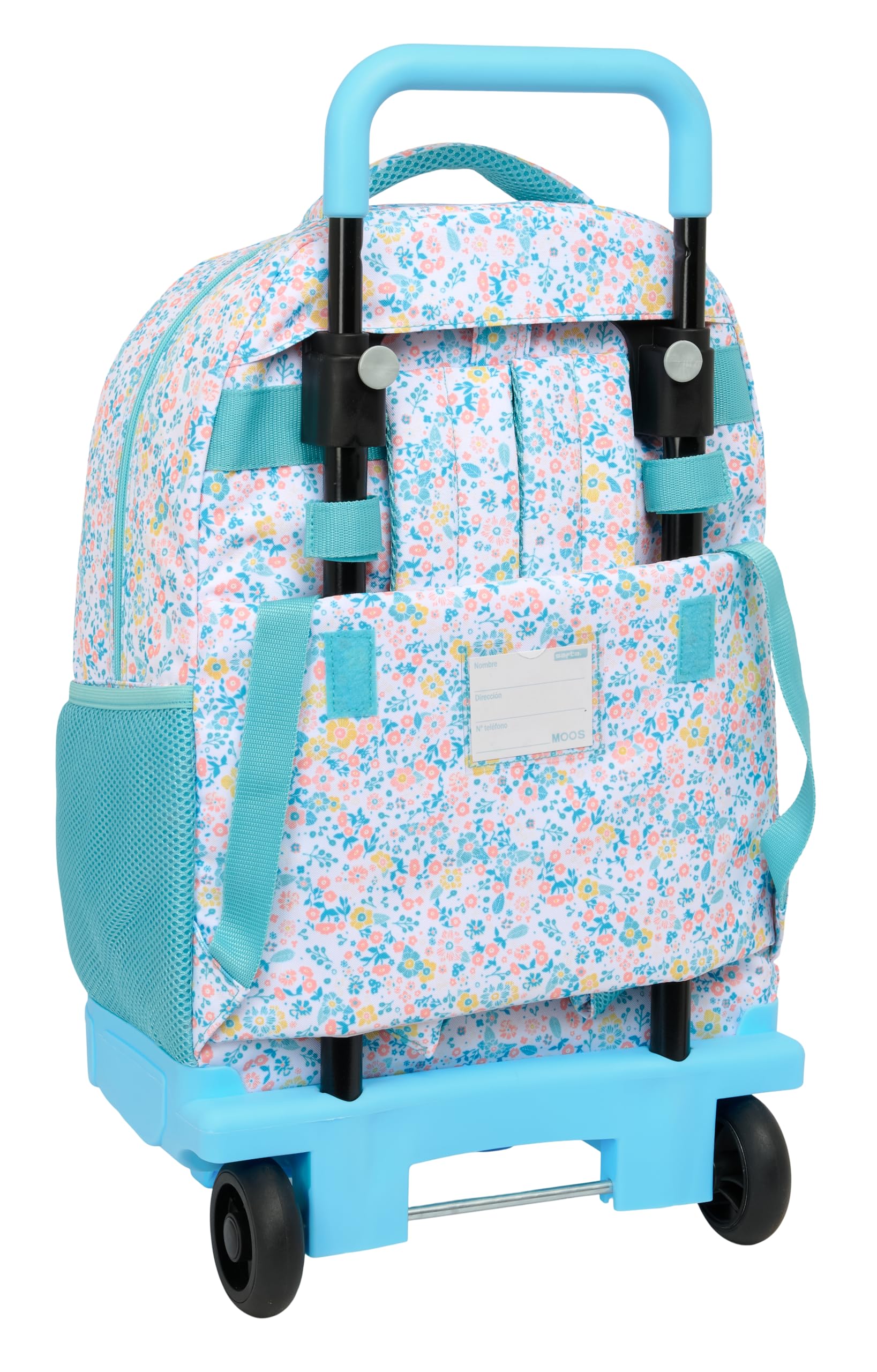 Safta MOOS FIORI - Mochila Grande con Ruedas, Compacta, Extraíble, Ideal para Niños de Diferentes Edades, Cómoda y Versátil, Calidad y Resistencia, 33x22x45 cm