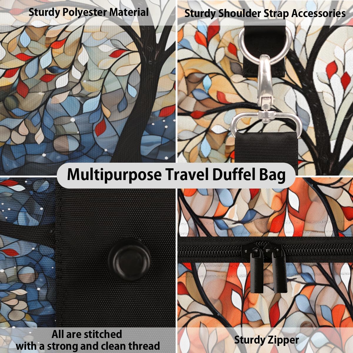Beautiful Abstract Tree Travel Duffel Bag for Women Men Large Capacity Overnight Weekender Bags for Lightweight Waterproof Sport Gym Bag for Workout Yoga Swim