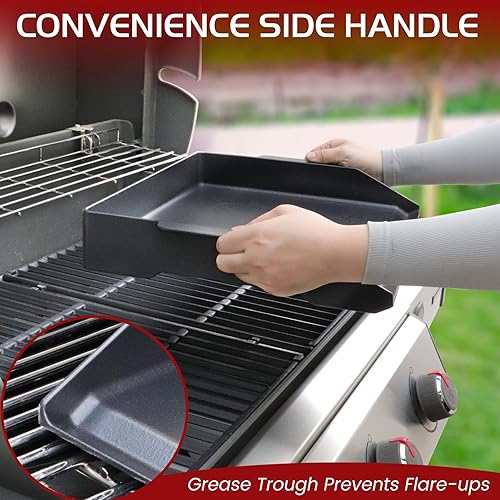 Miniatura 4 de Plancha de hierro fundido, placa de cocina universal, plancha plana de carbón para parrilla de gas de carbón para Weber Charbroil Nexgrill, piezas