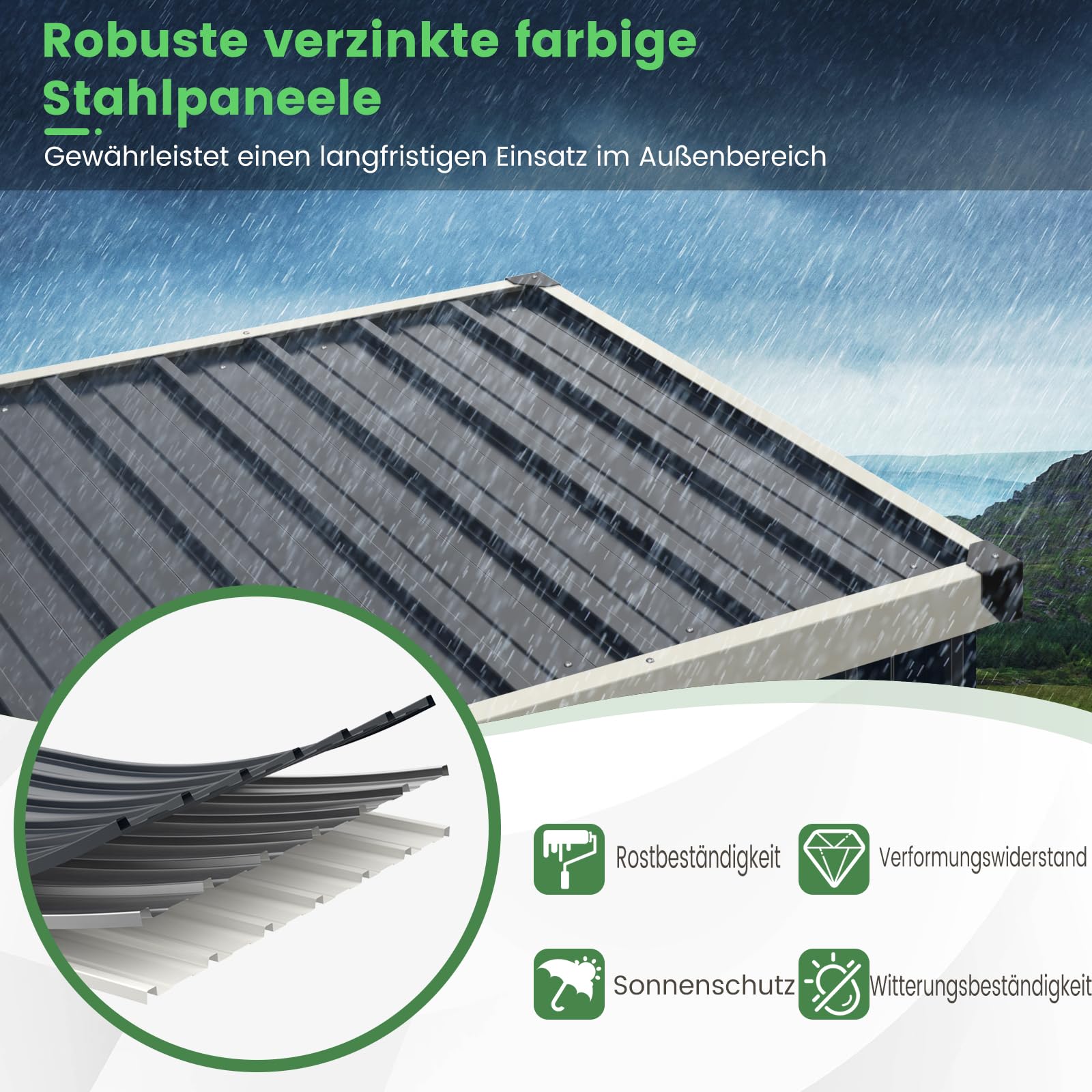 COSTWAY Gartenhaus Metall, Geräteschuppen mit Pultdach & abschließbarer Tür & Schloss, 117 x 89 x 162 cm Garten Schuppen Outdoor, Gerätehaus wetterfest für Garten, Rasen, Grau