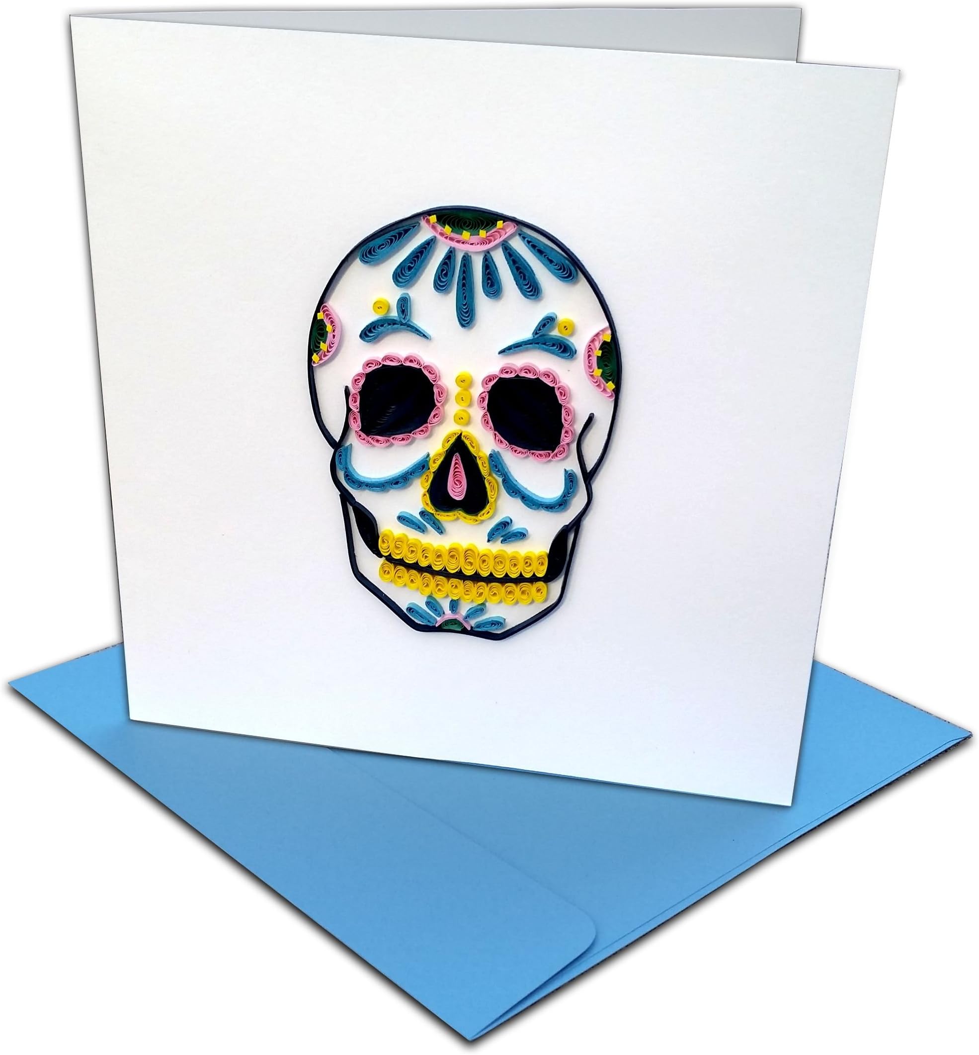 Día de Muertos (Day of the Dead) Sugar Skull Quilling Greeting Card, 6x6" with Envelope. Hand-made. Suitable for Framing.