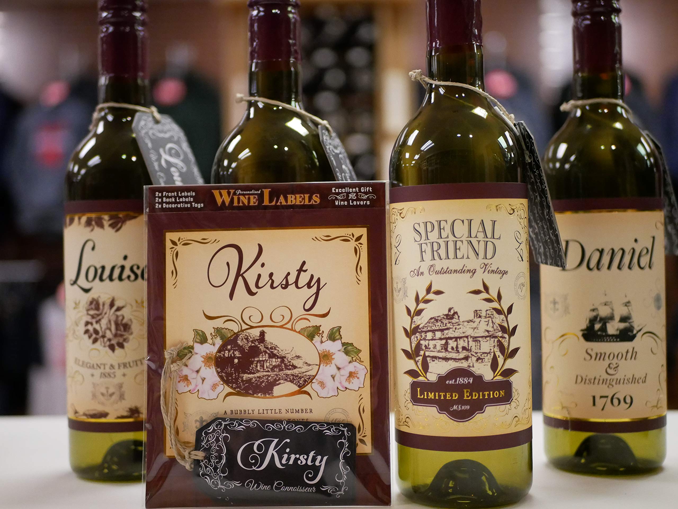 Kirsty Wine Label, 2 Front and Back Labels and 2 Tags