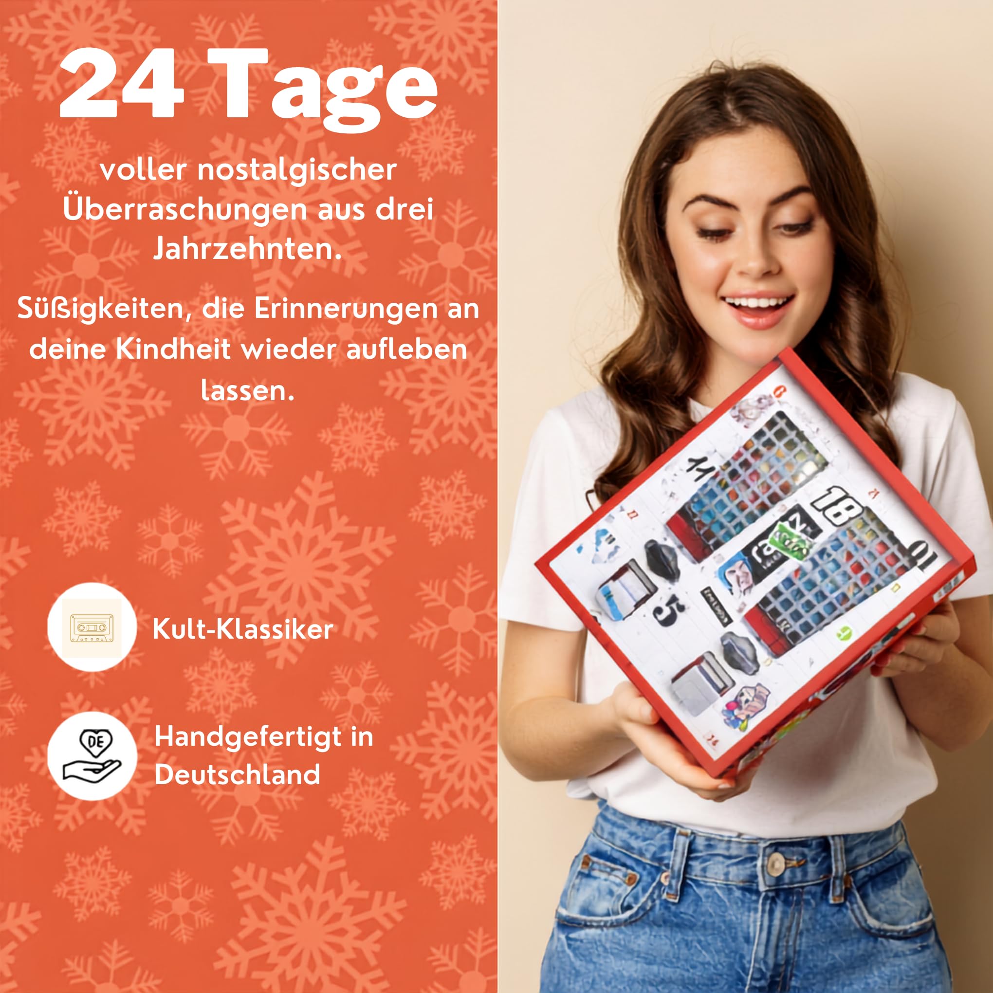 UMBRELLA® Nostalgie Adventskalender 2026 24 Retro-Süßigkeiten Klassiker | 24 nostalgische Retro-Süßigkeiten aus Kindheitstagen – Klassiker zum Wiederentdecken, handverpackt als Geschenk