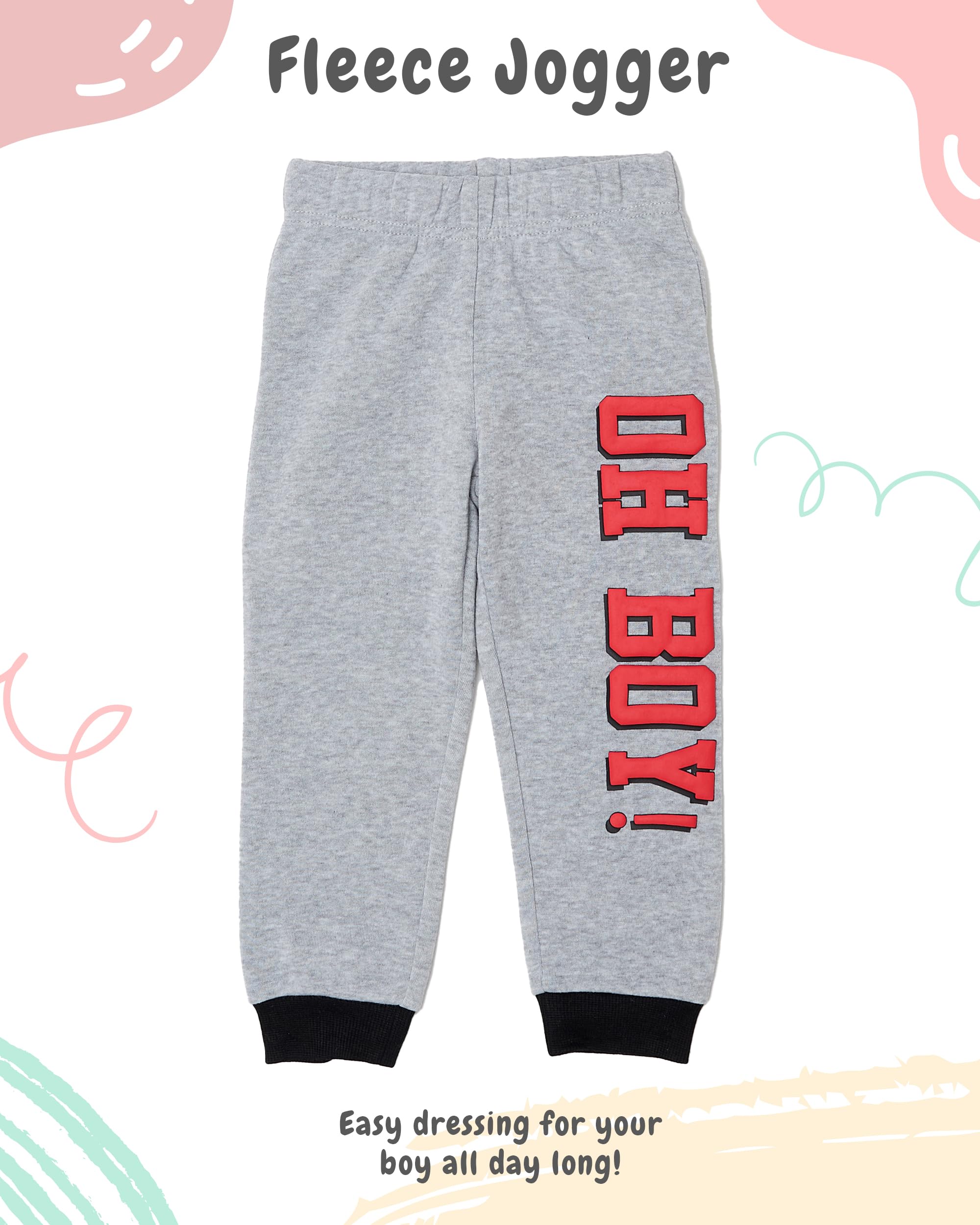 Disney Mickey Mouse Toddler Boys’ Outfit Set - Two Piece Hoodie Sweatshirt with Holographic Patch & Jogger Pants (Red 1, 3T)