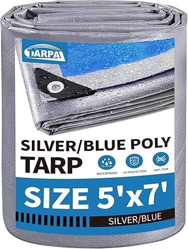 Miniatura 21 de TARPAL Lona blanca impermeable de 8'x10' de 7.5 mil de servicio mediano multiusos, cubierta de lona de polietileno impermeable, a prueba de nieve,
